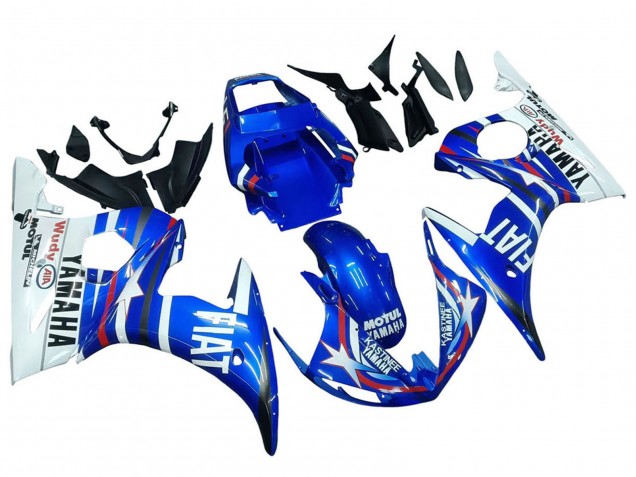 Carénages Moto Yamaha YZF R6 2003-2004 - Blanc Bleu Fiat Motul Kastinee