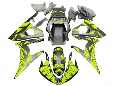 Carénages Moto Yamaha YZF 600 R6 2005 - Noir Mat Vert Néon