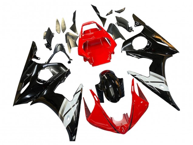 Carénages Moto Yamaha YZF 600 R6 2005 - Rouge Blanc Noir Brillant