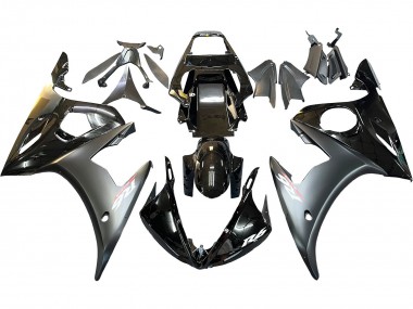 Carénages Moto Yamaha YZF 600 R6 2005 - Noir Brillant Noir Mat Or