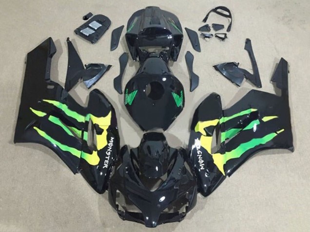 Carénages Moto Honda CBR1000RR 2004-2005 - Noir Brillant Vert Jaune Monstre