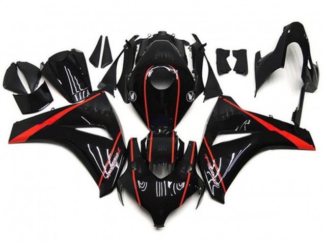 Carénages Moto Honda CBR1000RR 2008-2011 - Noir Brillant Rouge Bande