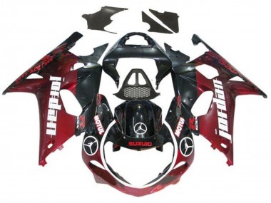 Carénages Moto Suzuki GSXR1000 2000-2002 - Noir Brillant Rouge Foncé Jordan