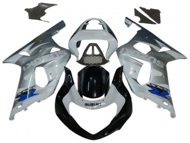 Carénages Moto Suzuki GSXR1000 2000-2002 - Argent Blanc Noir Brillant Bleu