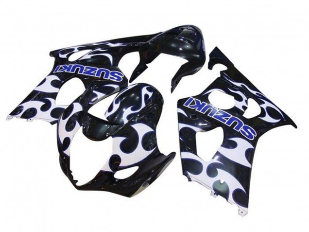 Carénages Moto Suzuki GSXR 1000 2003-2004 - Noir Blanc Bleu Tribal