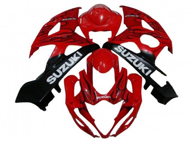 Carénages Moto Suzuki GSXR 1000 2005-2006 - Rouge Noir Flamme Blanc