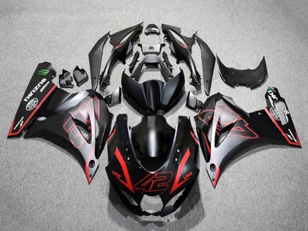 Carénages Moto Suzuki GSXR1000 2017-2024 - Noir Mat Rouge 42