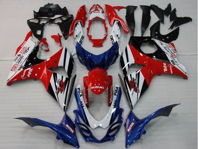 Carénages Moto Suzuki GSXR 1000 2009-2016 - Blanc Rouge Bleu Noir Bande