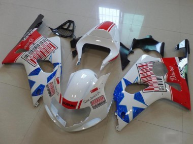 Carénages Moto Suzuki GSXR 1000 2000-2002 - Blanc Rouge Bleu Étoile