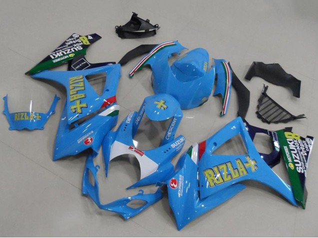 Carénages Moto Suzuki GSXR 1000 2007-2008 - Bleu Blanc Jaune Noir Rizla