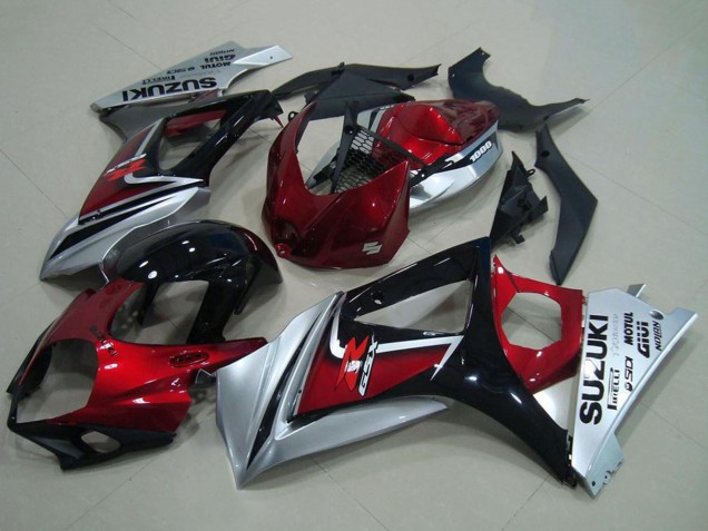 Carénage Moto Suzuki GSXR 1000 2007-2008 - Rouge Argent Noir Brillant