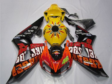 Carénages Moto Honda CBR1000RR 2006-2007 - Jaune Orange Noir Brillant Rossi Repsol 46