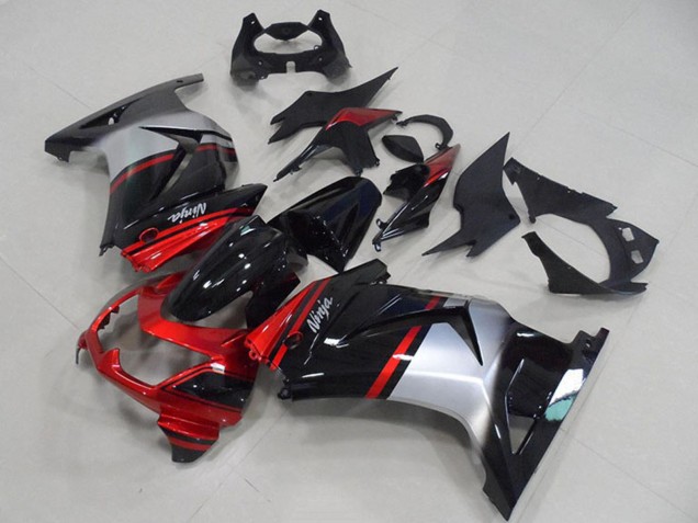 Carénages Moto Kawasaki ZX250R 2008-2012 - Rouge Argent Noir Brillant