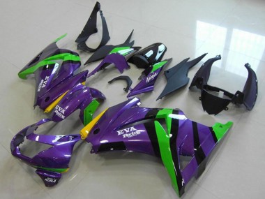 Carénages Moto Kawasaki ZX250R 2008-2012 - Violet Vert Jaune Noir EVA Courses