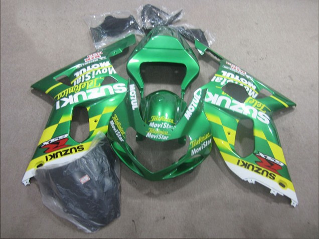 Carénages Moto Suzuki GSXR 600 2001-2003 - Vert Jaune Telefonica MoviStar