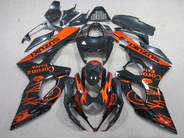Carénages Moto Suzuki GSXR 1000 2005-2006 - Noir Brillant Orange Corona Extra
