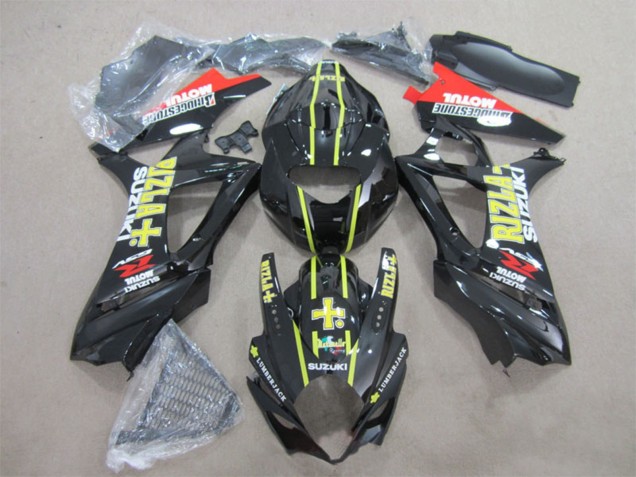 Carénages Moto Suzuki GSXR 1000 2007-2008 - Noir Brillant Jaune Rouge Rizla