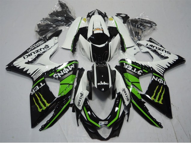 Carénages Moto Suzuki GSXR 1000 2009-2016 - Blanc Vert Monstre Noir Pizzoli