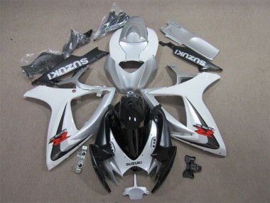 Noir Blanc 06-07 Suzuki GSXR 600 Carénage Moto