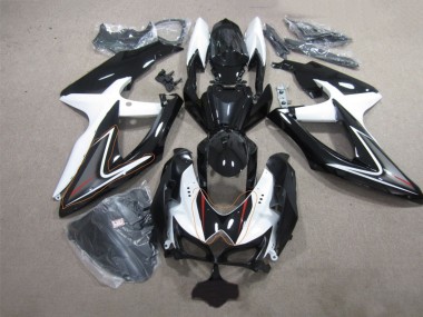 Noir Blanc 08-10 Suzuki GSXR 600 Carénages Moto