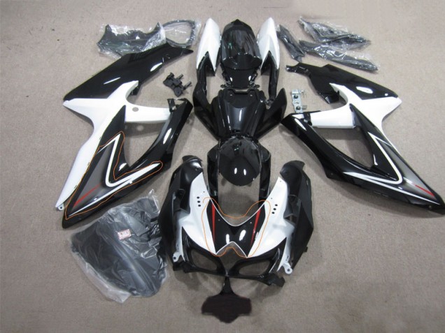 Noir Blanc 08-10 Suzuki GSXR 600 Carénages Moto Noir Blanc 08-10 Suzuki GSXR 600 Carénages Moto
