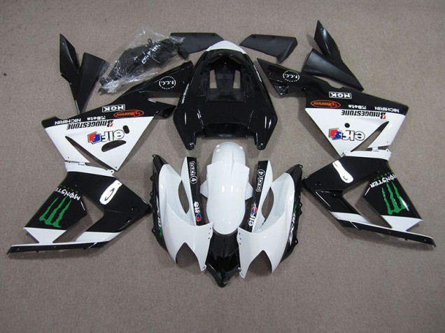 Noir Blanc Monster 03-05 Kawasaki ZX10R Carénage Moto Noir Blanc Monster 03-05 Kawasaki ZX10R Carénage Moto