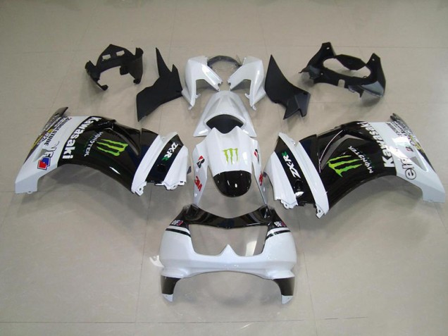 Noir Blanc Monster 08-12 Kawasaki ZX250R Carénage Moto Noir Blanc Monster 08-12 Kawasaki ZX250R Carénage Moto