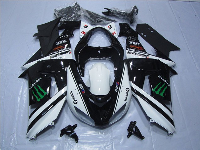 Noir Blanc Touch4 Monster 06-07 Kawasaki ZX10R Carénage Moto