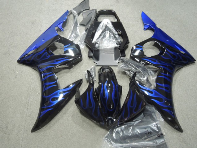 Noir Bleu Flamme 03-05 Yamaha YZF R6 Carénages Moto Noir Bleu Flamme 03-05 Yamaha YZF R6 Carénages Moto