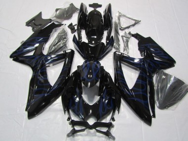 Noir Bleu Flamme 08-10 Suzuki GSXR 600 Carénage Moto