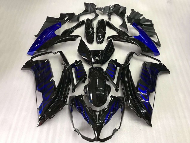 Noir Bleu Flamme 12-16 Kawasaki EX650 Carénage Moto Noir Bleu Flamme 12-16 Kawasaki EX650 Carénage Moto