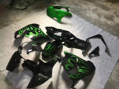 Noir Brillant Vert Flamme 00-01 Kawasaki ZX9R Carénage Moto