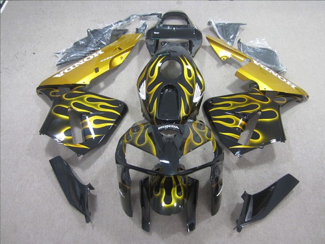 Noir Jaune Flamme 05-06 Honda CBR600RR Carénage Moto Noir Jaune Flamme 05-06 Honda CBR600RR Carénage Moto