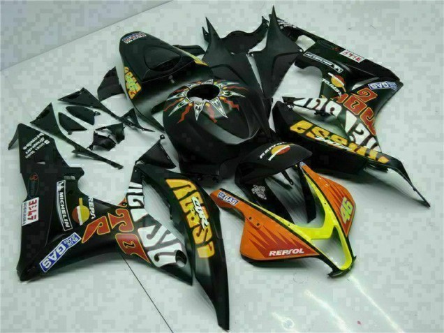 Noir Jaune Repsol 46 07-08 Honda CBR600RR Carénage Moto Noir Jaune Repsol 46 07-08 Honda CBR600RR Carénage Moto
