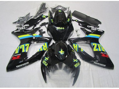 Noir Jaune Rizla 06-07 Suzuki GSXR 600 Carénage Moto