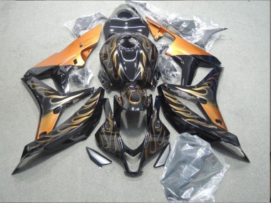 Noir Orange Flamme 07-08 Honda CBR600RR Carénage Moto