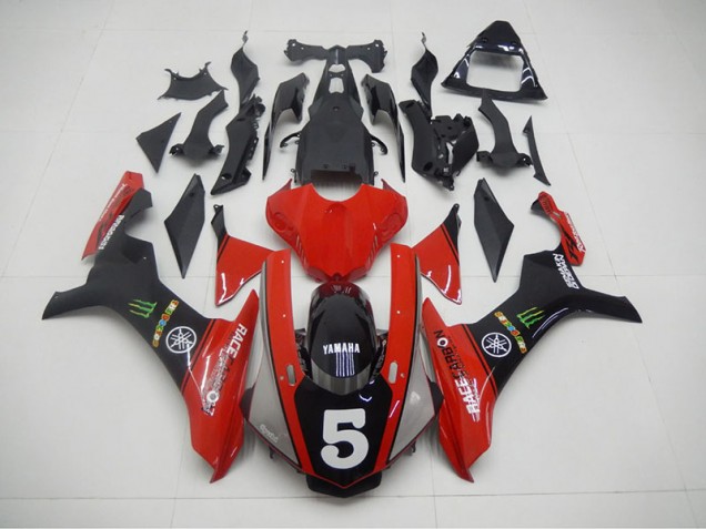 Noir Rouge 5 15-19 Yamaha YZF R1 Carénage Moto Noir Rouge 5 15-19 Yamaha YZF R1 Carénage Moto