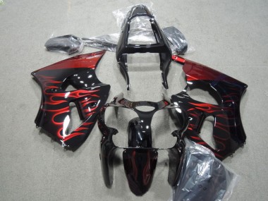 Noir Rouge Flamme 00-02 Kawasaki ZX6R Carénages Moto