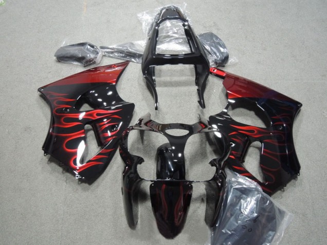 Noir Rouge Flamme 00-02 Kawasaki ZX6R Carénages Moto Noir Rouge Flamme 00-02 Kawasaki ZX6R Carénages Moto