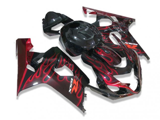 Noir Rouge Flamme 04-05 Suzuki GSXR 600/750 Carénage Moto Noir Rouge Flamme 04-05 Suzuki GSXR 600/750 Carénage Moto