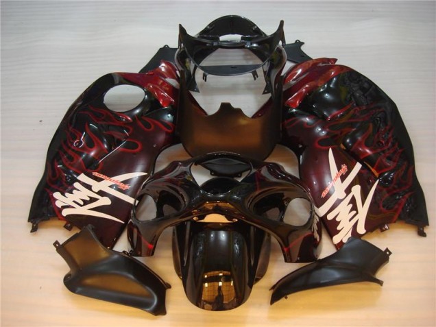 Noir Rouge Flamme 96-07 Suzuki GSXR 1300 Hayabusa Carénage Moto Noir Rouge Flamme 96-07 Suzuki GSXR 1300 Hayabusa Carénage Moto