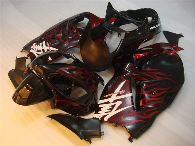 Noir Rouge Flamme 96-07 Suzuki GSXR 1300 Hayabusa Carénage Moto Noir Rouge Flamme 96-07 Suzuki GSXR 1300 Hayabusa Carénage Moto