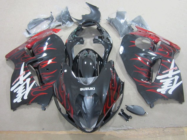 Noir Rouge Flamme 96-07 Suzuki GSXR 1300 Hayabusa Carrosserie Moto Noir Rouge Flamme 96-07 Suzuki GSXR 1300 Hayabusa Carrosserie Moto