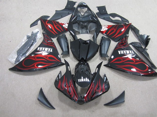 Noir Rouge Flamme Blanc Décalque 09-11 Yamaha YZF R1 Carénage Moto Noir Rouge Flamme Blanc Décalque 09-11 Yamaha YZF R1 Carénage Moto