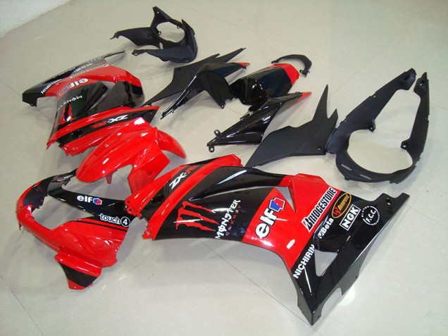 Noir Rouge Monster 08-12 Kawasaki ZX250R Carénage Moto Noir Rouge Monster 08-12 Kawasaki ZX250R Carénage Moto