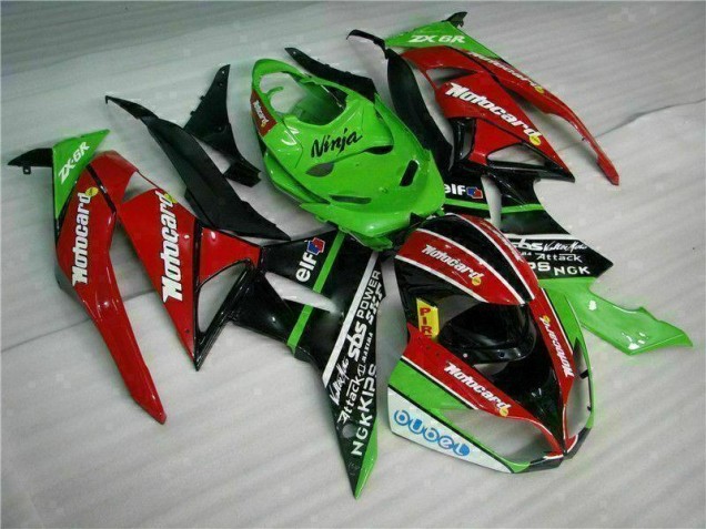 Noir Rouge Vert Motocard 09-12 Kawasaki ZX6R Carénage Moto Noir Rouge Vert Motocard 09-12 Kawasaki ZX6R Carénage Moto