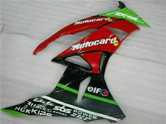 Noir Rouge Vert Motocard 09-12 Kawasaki ZX6R Carénage Moto Noir Rouge Vert Motocard 09-12 Kawasaki ZX6R Carénage Moto