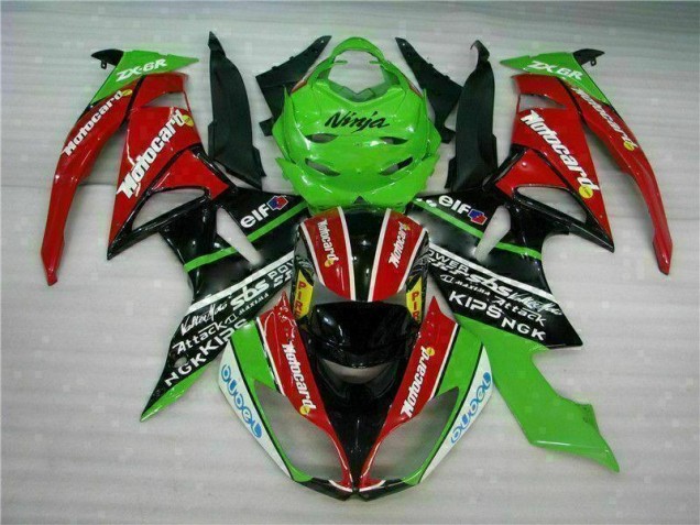 Noir Rouge Vert Motocard 09-12 Kawasaki ZX6R Carénage Moto Noir Rouge Vert Motocard 09-12 Kawasaki ZX6R Carénage Moto