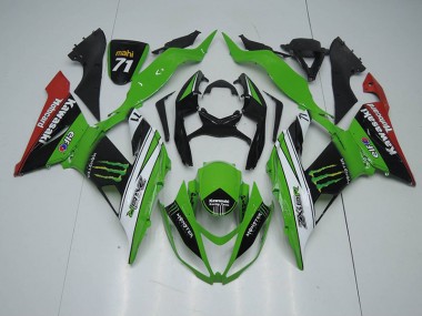 Noir Vert Blanc Monster 13-18 Kawasaki ZX6R Carénage Moto
