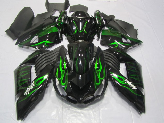 Noir Vert Flamme Ninja 06-11 Kawasaki ZX14R ZZR1400 Carénage Moto Noir Vert Flamme Ninja 06-11 Kawasaki ZX14R ZZR1400 Carénage Moto